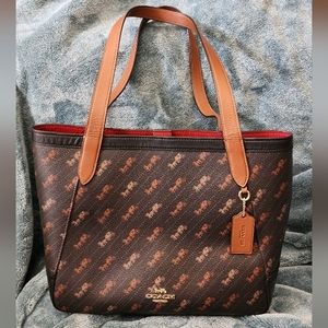 Coach Carriage Leather Tote Brown 1941 Red